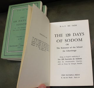 The 120 Days of Sodom or: The Romance of The School for Libertinage / Being an English rendering of Les 120 Journées de Sodome done by Pieralessandro Casavini, with an Essay by Georges Bataille.