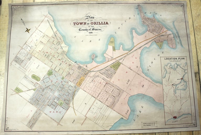 Item #M10053 Map of the Town of Orillia in the County of Simcoe. C. E. K L. Burnet.