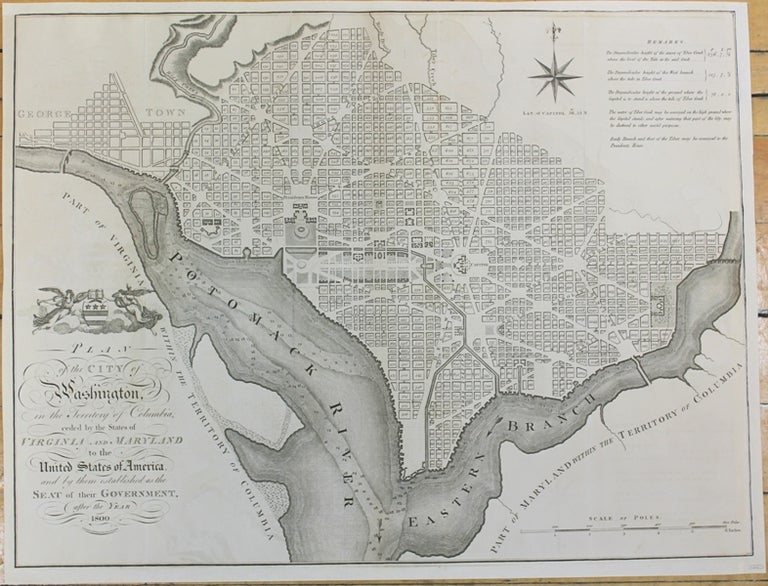 Item #M10201 Plan of the City of Washington, in the Territory of Columbia, ceded by the States of Virginia and Maryland to the United States of America, and by them established as the Seat of their Government after the Year 1800. J. Russel.