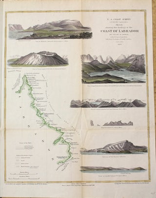 Item #M10288 Sketch Showing the Geology of the Coast of Labrador. Oscar M. Lieber, A D. Bache,...