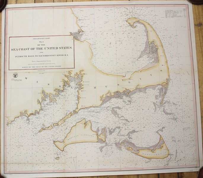 Item #M10430 Preliminary Chart No.4 of the Sea Coast of the United States from Plymouth Mass. to Saughkonnet River R.I. [Cape Cod, Martha's Vineyard and Nantucket Island]. A D. Bache.
