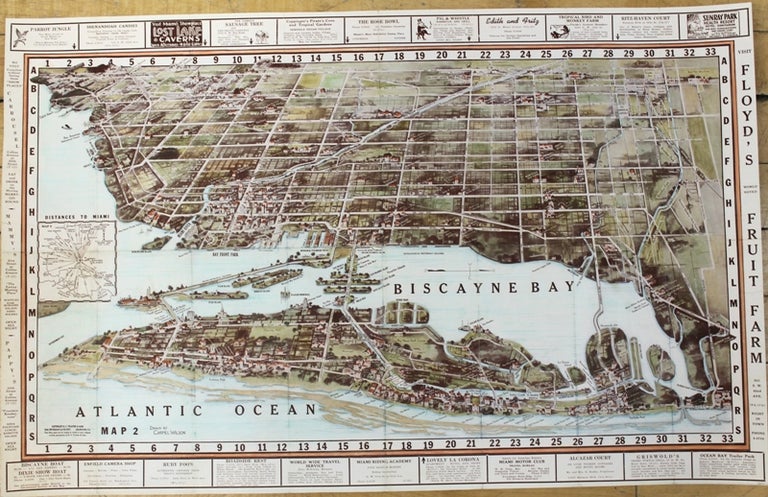 Item #M10530 [Biscayne Bay & City of Miami]; [In and Out Map of Miami Miami Beach Coral Gables & Vicinity.]. Carmel Wilson.
