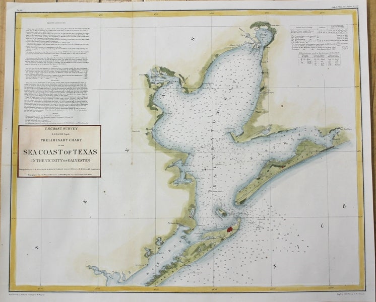Item #M10627 Preliminary Chart of the Sea Coast of Texas in the vicinity of Galveston. A D. Bache.
