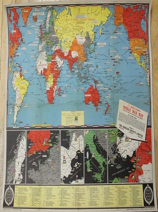 Item #M10744 New Dated Events World War Map Showing All War Areas in Relation to the Americas The...