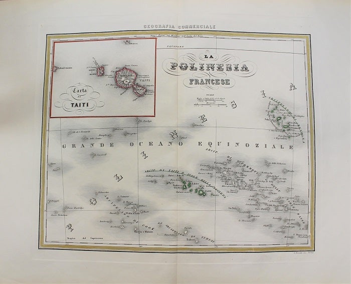 Item #M10796 La Polinesia Francese; Carta Di Taiti. Francesco Marmocchi, G. Bonatti.
