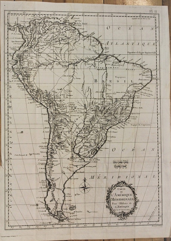 Item #M10797 Carte De L'Amerique Meridionale pour l'Histoire de L'Amerique. William Robertson.