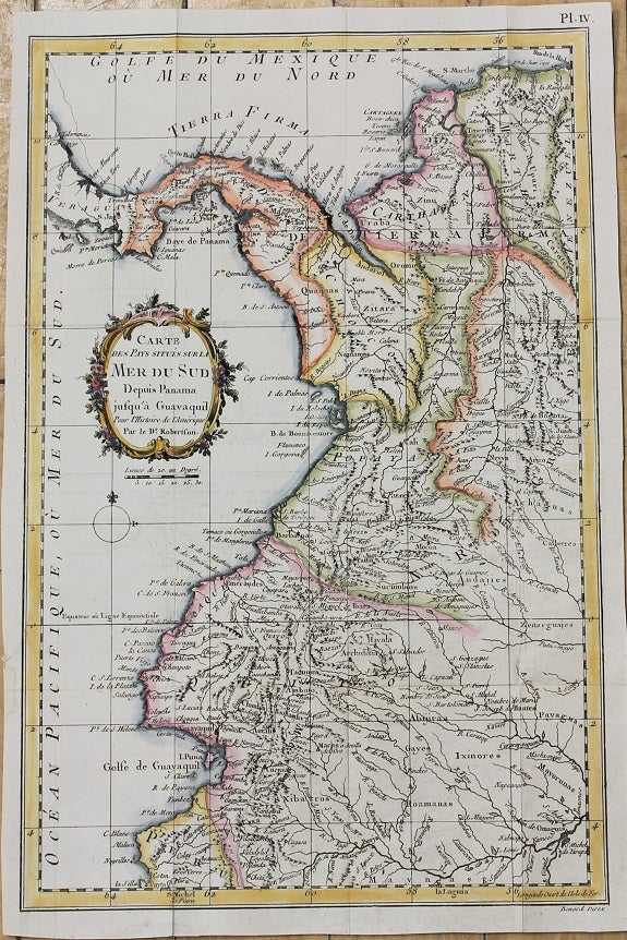 Item #M10819 Carte Des Pays Situes Sur La Mer Du Sud Depuis Panama. Alexander Robertson.