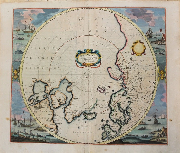 Item #M10853 Poli Arctici, Et Circumiacentium Terrarum Descriptio Novissima. Henricus Hondius.