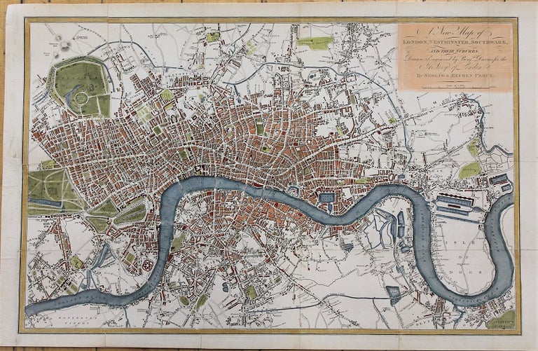 Item #M10875 A New Map of London, Westminster, Southwark, and their Suburbs. Drawn from actual Survey, for the History of London, By Sholto & Reuben Percy. Benjamin Davies.