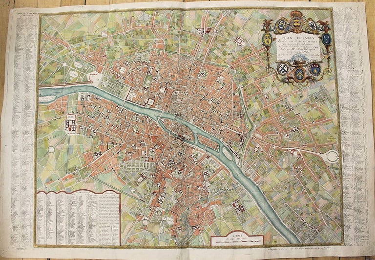 Item #M10889 Plan De Paris divise en seize quartiers En execution de L'ordonnance du bureau de la ville du 24 Fevrier 1744. Jean de Lagrive.