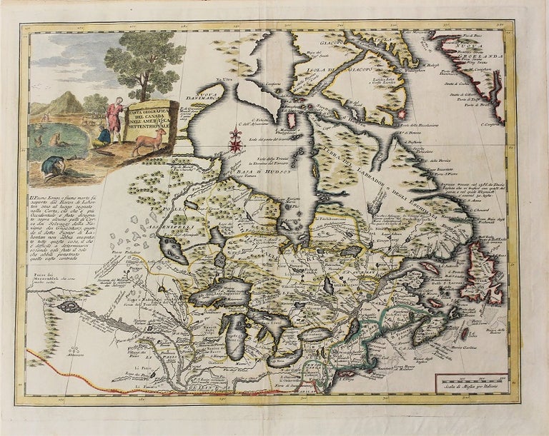 Item #M1097 Carta Geografica del Canada nell' America Settentrionale. Guillaume Giovanni Battista Albrizzi - De L'Isle.