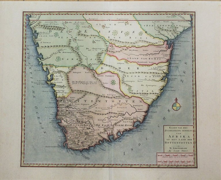 Item #M10979 Kaart Van Het Zuidelykste Gedeelte Van Afrika of Het Land Der Hottentotten. Isaak Tirion.