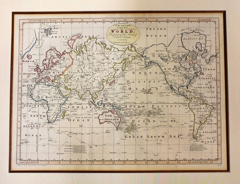 A New and complete Chart of the World; Displaying the Tracks of Capt ...