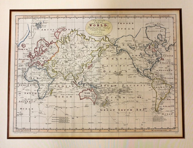 Item #M10999 A New and complete Chart of the World; Displaying the Tracks of Capt. Cook and other modern Navigators. Thomas Bowen, 1733 - 1790.