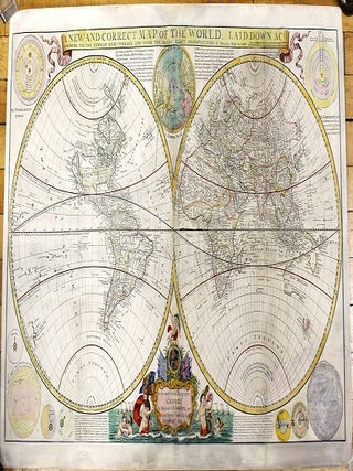 Item #M11019 A New and Correct Map of the World, Laid Down According to the Newest Discoveries,...