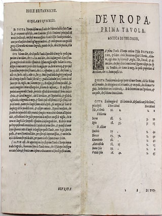 Tabula Europae I / D'Europa Prima Tavola. Antica Di Tolomeo.