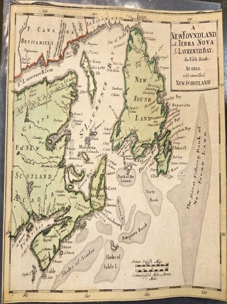Item #M11274 A NewFovndland, od. Terra Nova S.Lavrentii Bay, die Fisch-Bank, Acadia, nebst einem...