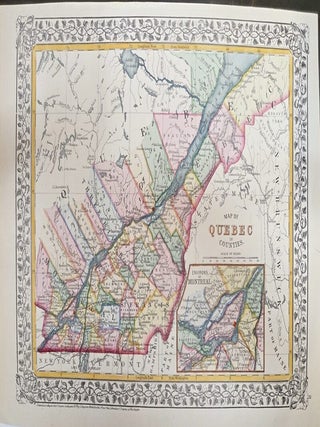 Item #M11300 Map of Quebec in Counties. Environs of Montreal. S. Augustus Mitchell