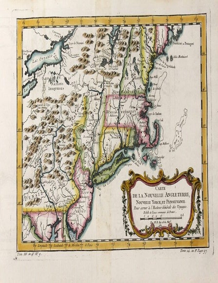 Item #M11418 Carte De La Nouvelle Angleterre Nouvelle Yorck Et Pensilvanie. J. N. Bellin.