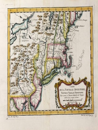 Item #M11418 Carte De La Nouvelle Angleterre Nouvelle Yorck Et Pensilvanie. J. N. Bellin