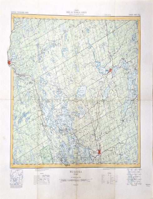 Item #M11424 Muskoka Ontario. Map of Muskoka.