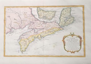 Item #M11434 Carte De L'Acadie et Pais Voisins. Prevost, Bellin