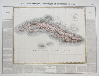 Item #M1190 Carte Geographique, Statistique et Historique de Cuba. Jean Alexandre C. Buchon