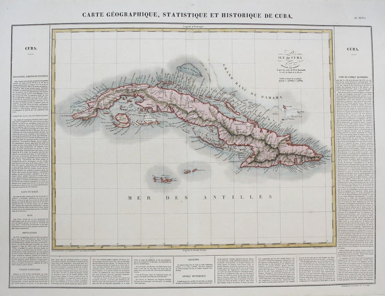 Item #M1190 Carte Geographique, Statistique et Historique de Cuba. Jean Alexandre C. Buchon.