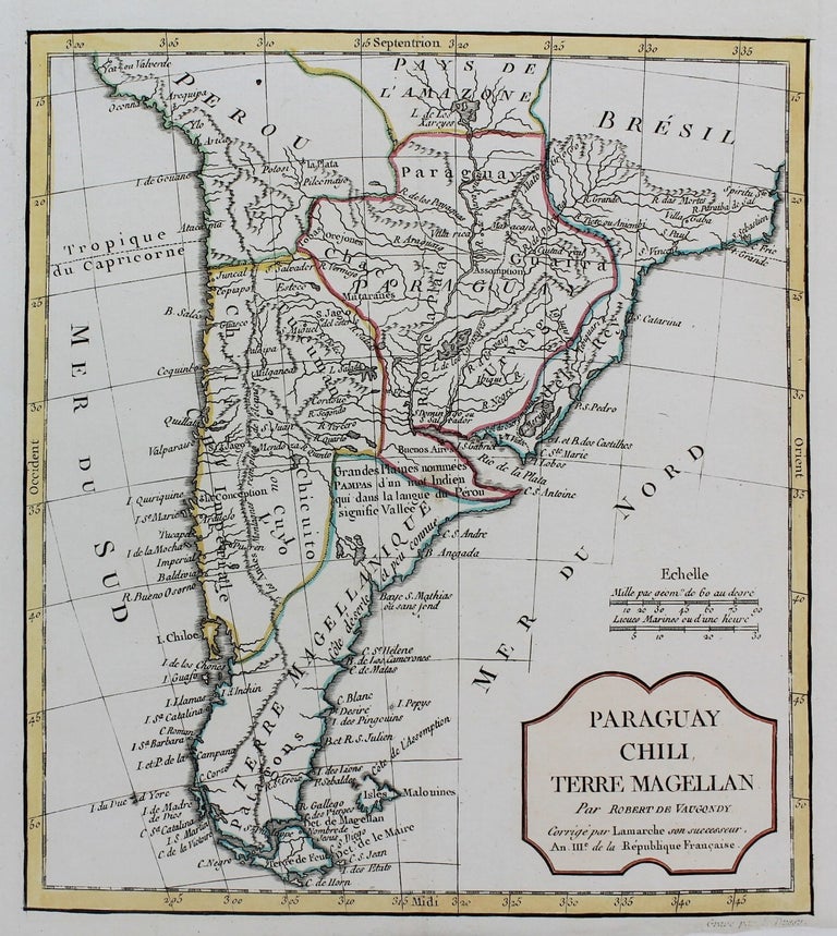 Item #M1400 Paraguay Chili, Terre Magellan. Charles Francois Delamarche.