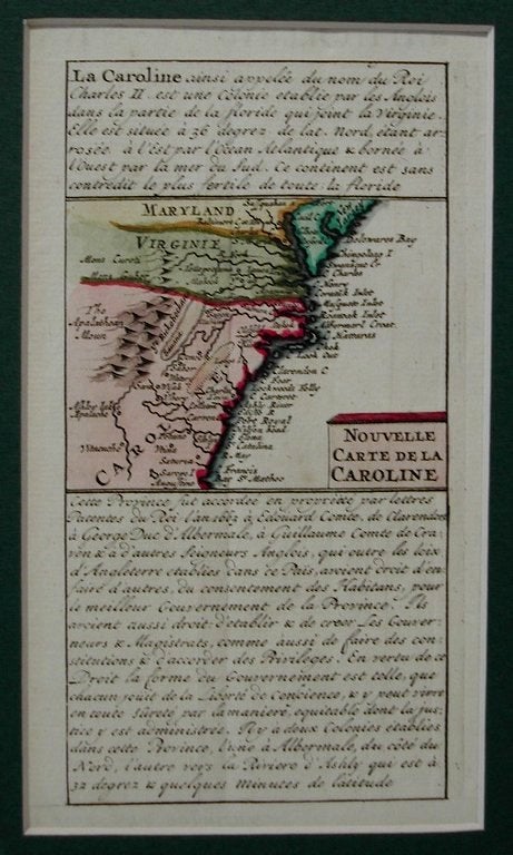Item #M1595 Nouvelle Carte de la Caroline. Henri Chatelain.