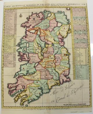 Item #M1705 Carte Ancienne et Moderne de l'Irlande; avec quelques remarques sur son gouvernement...