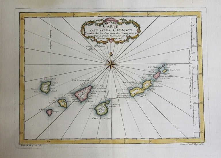 Item #M2122 Carte des Isles Canaries. Dressee sur les Journaux des Navigateurs. Jacques Nicolas Bellin.