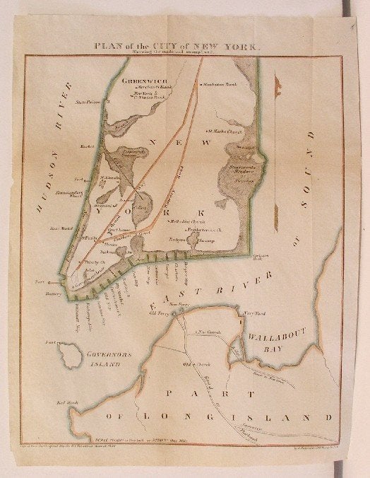 Item #M2647 Plan of the City of New York Showing the made and swampland. George Hayward.