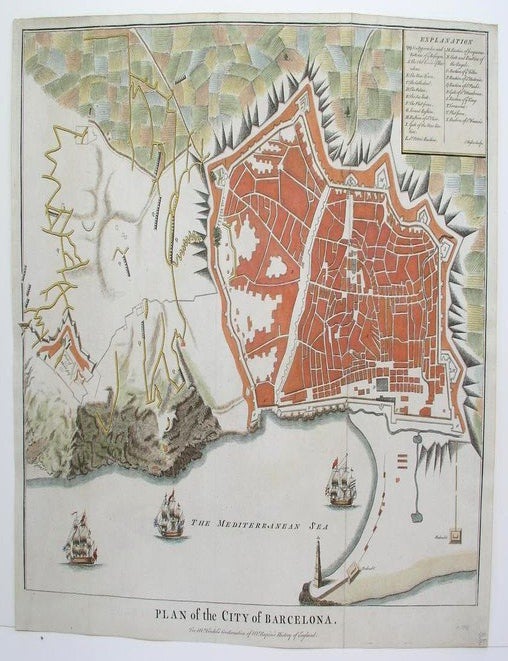 Item #M3117 Plan of the City of Barcelona. Nicolas Tindal.
