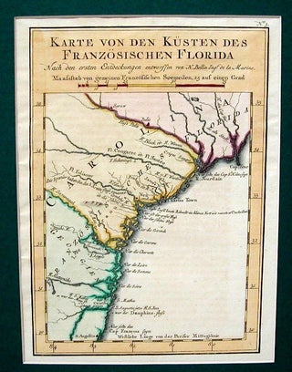 Item #M340 Karte von den Kusten des Franzosischen Florida. Jacques Nicolas Bellin