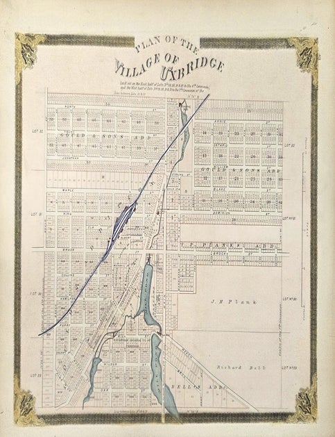 Item #M3457 Plan of the Village of Uxbridge. Map of Uxbridge.