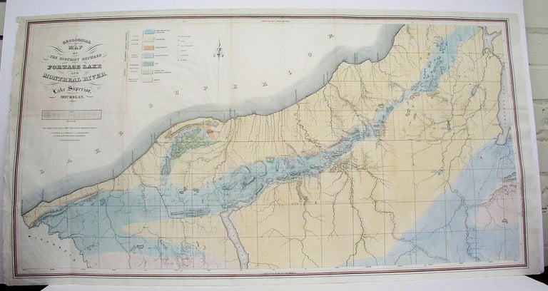 Item #M3998 Geological Map of the District Between Portage lake and Montreal River. J W. Foster, J D. Whitney.