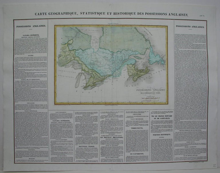 Item #M4173 Carte Geographique, Statistique et Historique des Possessions Anglais. Jean Alexandre C. Buchon.