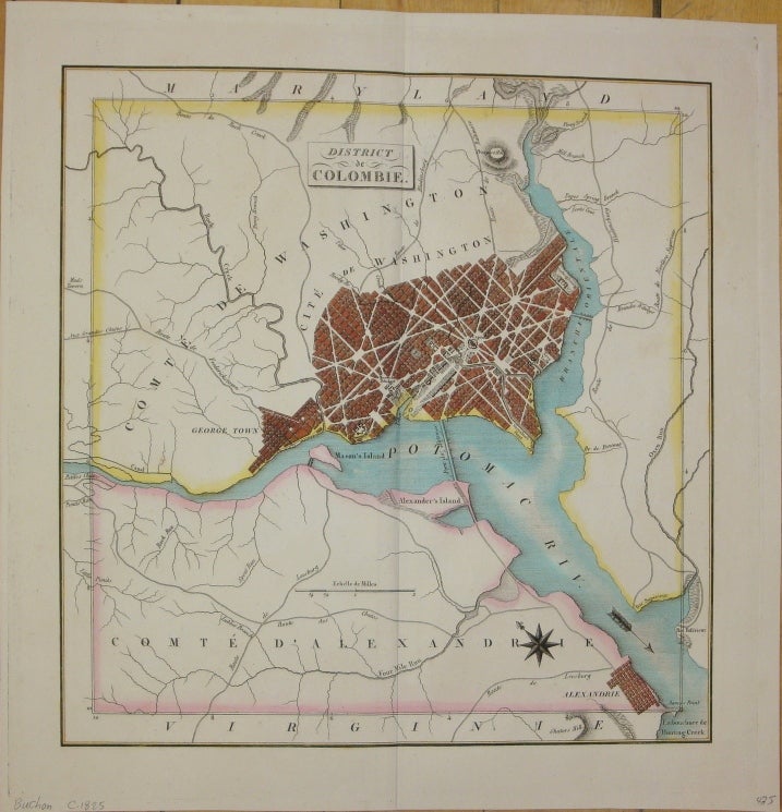 Item #M4174 Carte Geographique, Statistique et Historique du District de Colombie. Jean Alexandre C. Buchon.