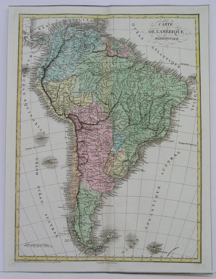Item #M4188 Carte de L'Amerique Meridionale. Jean Alexandre C. Buchon.
