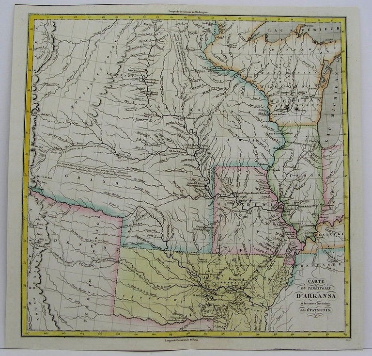 Item #M4192 Carte du Territoire D'Arkansa et des autres Territoires des Estats-Unis. Jean Alexandre C. Buchon.