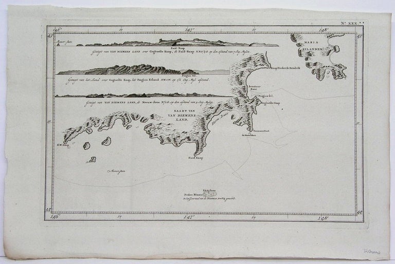 Item #M4218 Kaart van van Diemens Land. James Cook.