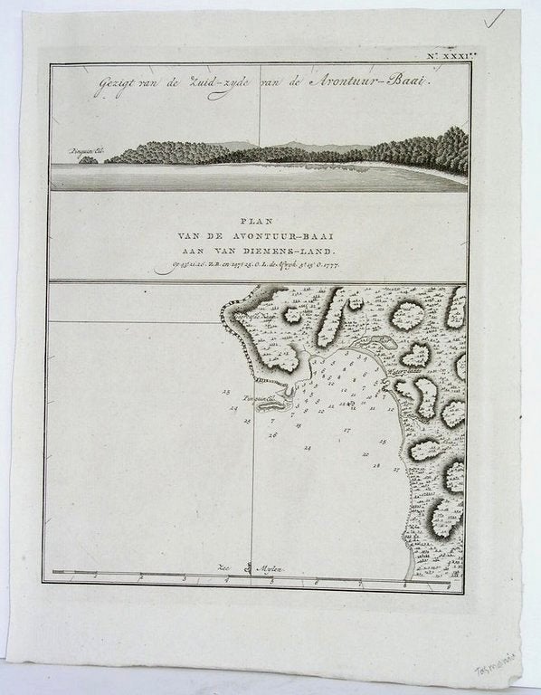 Item #M4219 Plan van de Avontuur-Baai aan van Diemens-Land. James Cook.
