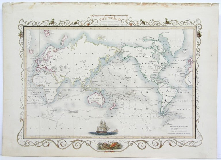 Item #M4368 The World of Mercators Projection Shewing the Voyages of Captain Cook Round the World. J. Rapkin.