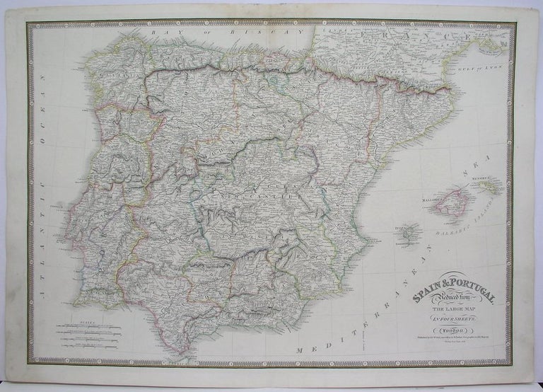 Item #M4442 Spain & Portugal Reduced from The Large Map in Four Sheets. James Wyld.