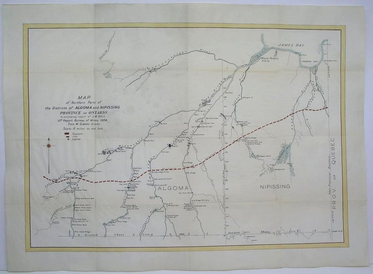 Item #M4469 Map of Northern Parts of the Districts of Algoma and Nipissing Province of Ontario. J M. Bell.