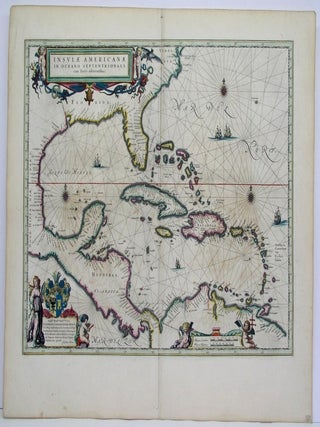 Item #M4550 Insulae Americanae in Oceano Septentrionali, cum Terris Adiacentibus. Blaeu