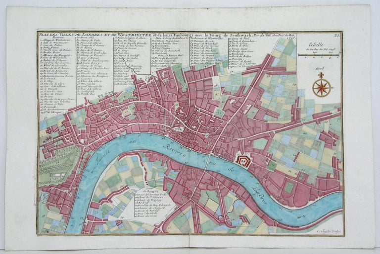 Item #M4627 Plan des villes de Londres et de Westminster et de Leurs Faubourgs avec le Bourg de Southwark. De Fer.