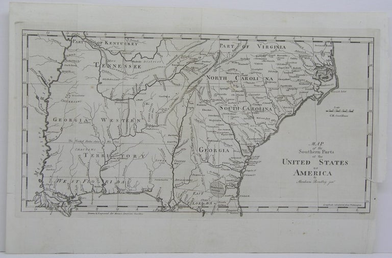 Item #M4824 Map of the Southern Parts of the United States of America. Abraham Bradley.