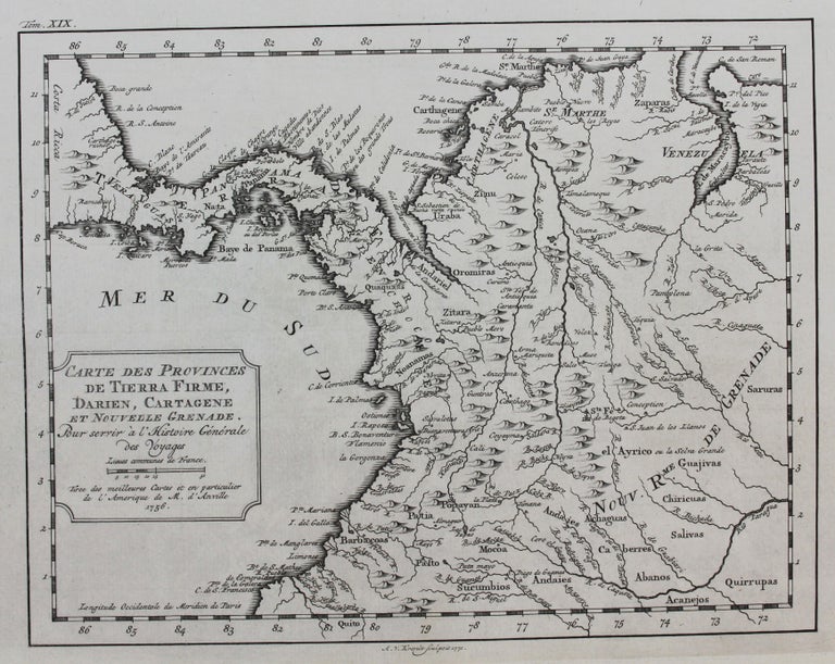 Item #M4848 Carte des Provinces de Tierra Firme, Darien, Cartagene et Couvelle Grenade. Bellin.